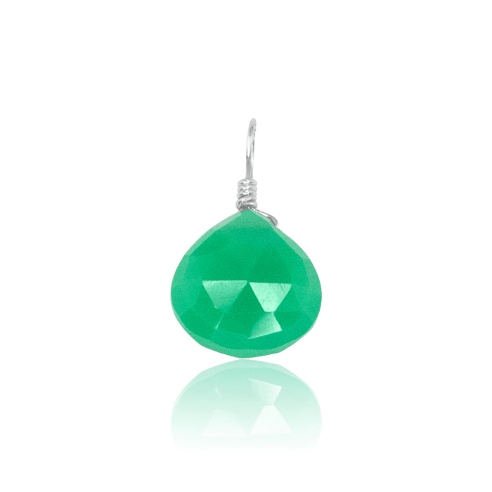 Tiny Chrysoprase Teardrop Gemstone Pendant - Tiny Chrysoprase Teardrop Gemstone Pendant - Sterling Silver - Luna Tide Handmade Crystal Jewellery