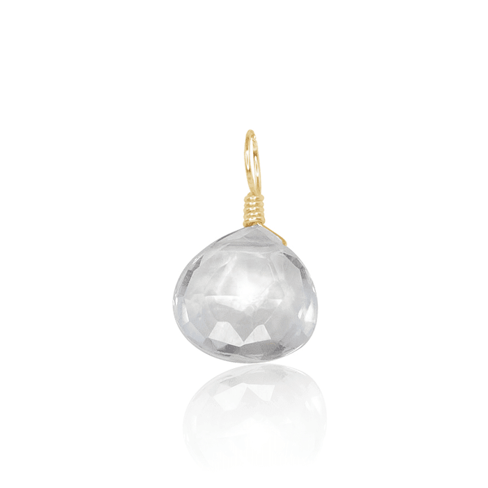 Tiny Crystal Quartz Teardrop Gemstone Pendant - Tiny Crystal Quartz Teardrop Gemstone Pendant - 14k Gold Fill - Luna Tide Handmade Crystal Jewellery