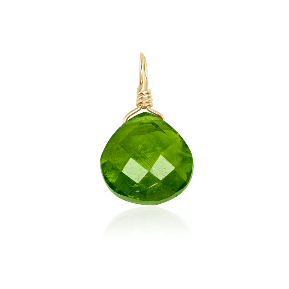 Tiny Peridot Teardrop Gemstone Pendant - Tiny Peridot Teardrop Gemstone Pendant - 14k Gold Fill - Luna Tide Handmade Crystal Jewellery