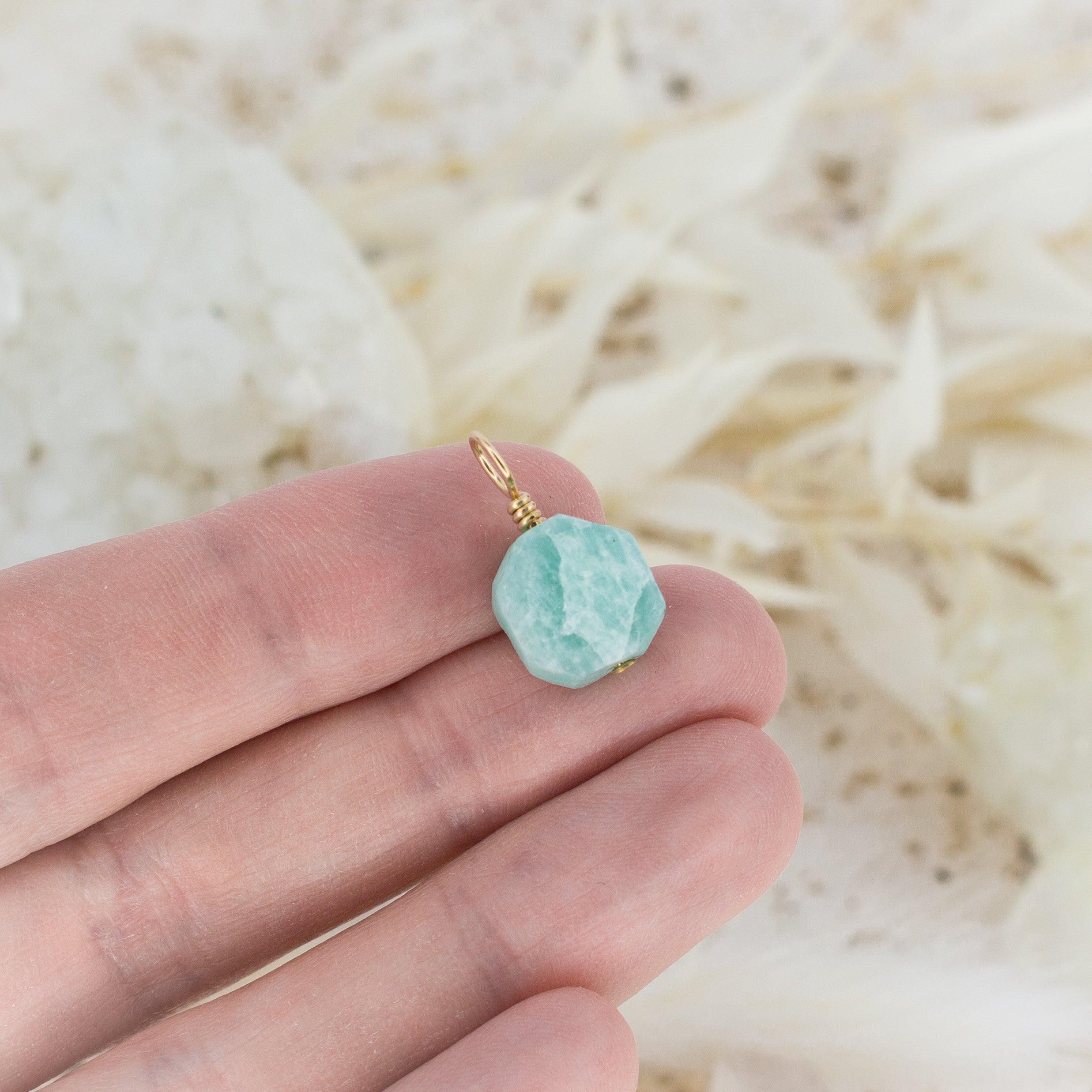 Tiny Raw Amazonite Crystal Pendant - Tiny Raw Amazonite Crystal Pendant - Sterling Silver - Luna Tide Handmade Crystal Jewellery