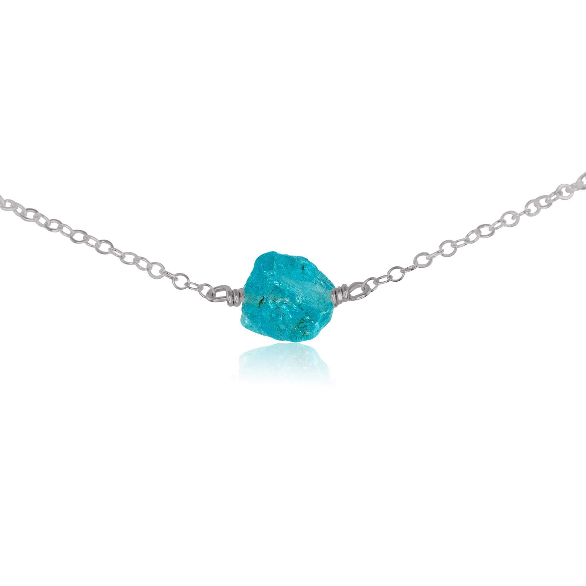 Tiny Raw Apatite Crystal Nugget Choker - Tiny Raw Apatite Crystal Nugget Choker - Stainless Steel - Luna Tide Handmade Crystal Jewellery