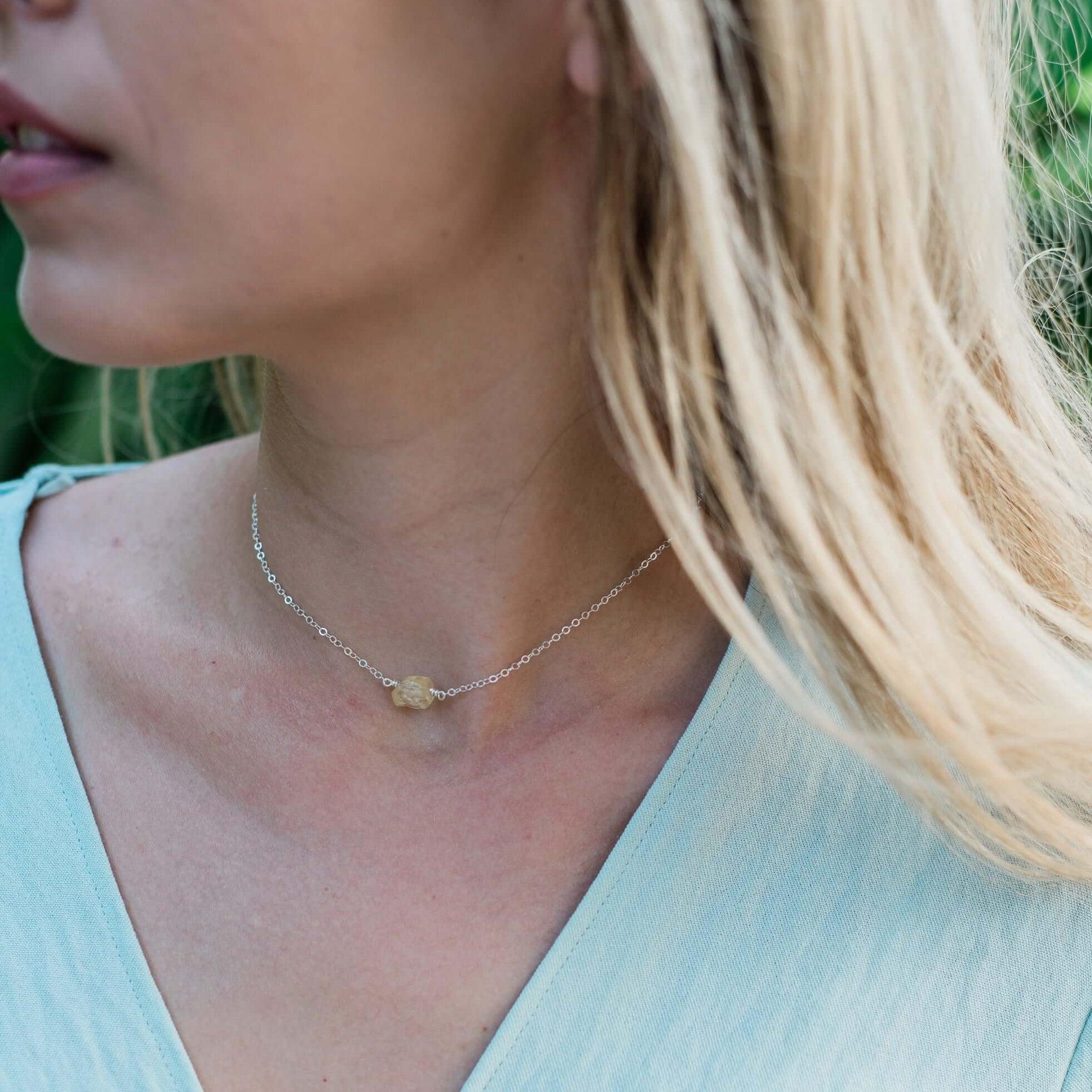 Tiny Raw Citrine Crystal Nugget Choker - Tiny Raw Citrine Crystal Nugget Choker - 14k Gold Fill - Luna Tide Handmade Crystal Jewellery