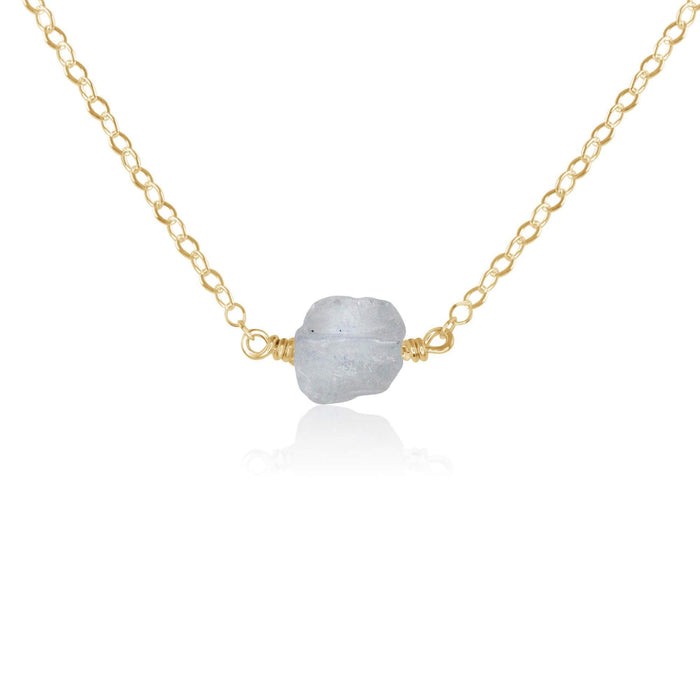 Tiny Raw Crystal Quartz Crystal Nugget Necklace - Tiny Raw Crystal Quartz Crystal Nugget Necklace - 14k Gold Fill - Luna Tide Handmade Crystal Jewellery