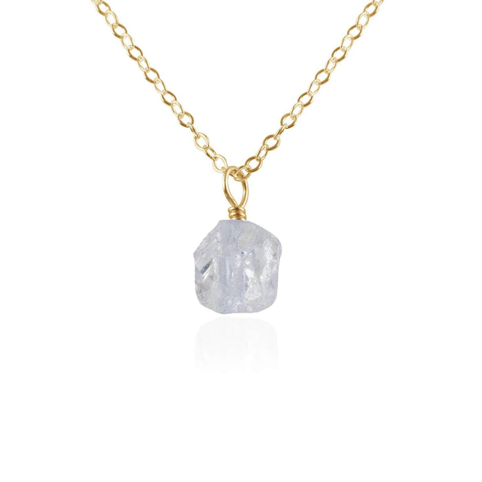 Tiny Raw Crystal Quartz Pendant Necklace - Tiny Raw Crystal Quartz Pendant Necklace - 14k Gold Fill / Cable - Luna Tide Handmade Crystal Jewellery