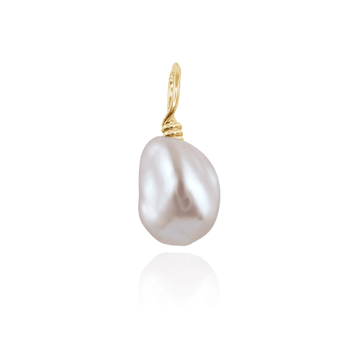 Tiny Raw Freshwater Pearl Crystal Pendant - Tiny Raw Freshwater Pearl Crystal Pendant - 14k Gold Fill - Luna Tide Handmade Crystal Jewellery