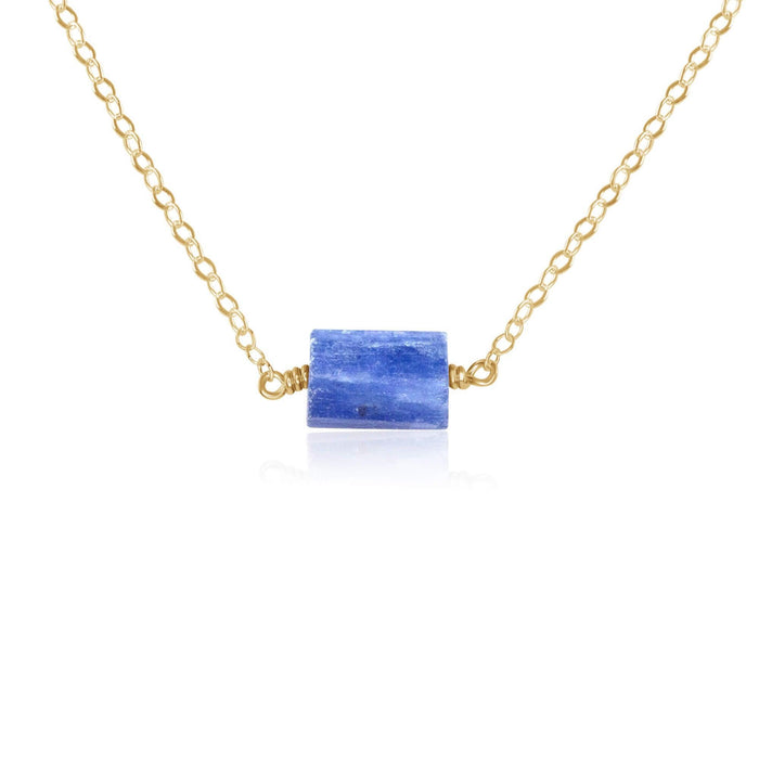Tiny Raw Kyanite Crystal Nugget Necklace - Tiny Raw Kyanite Crystal Nugget Necklace - 14k Gold Fill - Luna Tide Handmade Crystal Jewellery