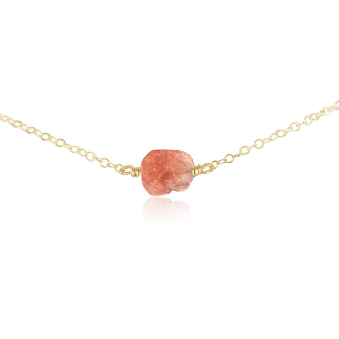 Tiny Raw Sunstone Crystal Nugget Choker - Tiny Raw Sunstone Crystal Nugget Choker - 14k Gold Fill - Luna Tide Handmade Crystal Jewellery