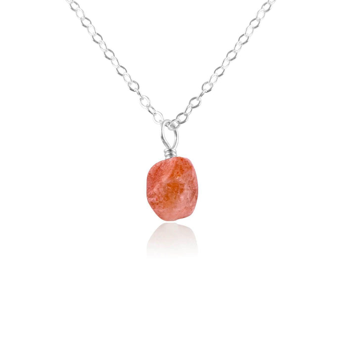 Tiny Raw Sunstone Pendant Necklace - Tiny Raw Sunstone Pendant Necklace - Sterling Silver / Cable - Luna Tide Handmade Crystal Jewellery