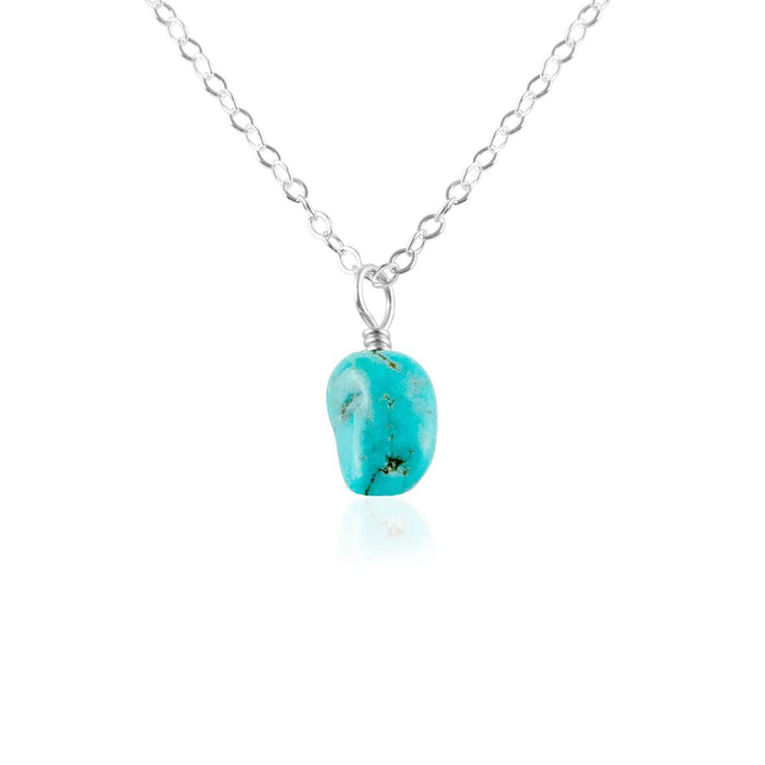 Tiny Raw Turquoise Pendant Necklace - Tiny Raw Turquoise Pendant Necklace - Sterling Silver / Cable - Luna Tide Handmade Crystal Jewellery