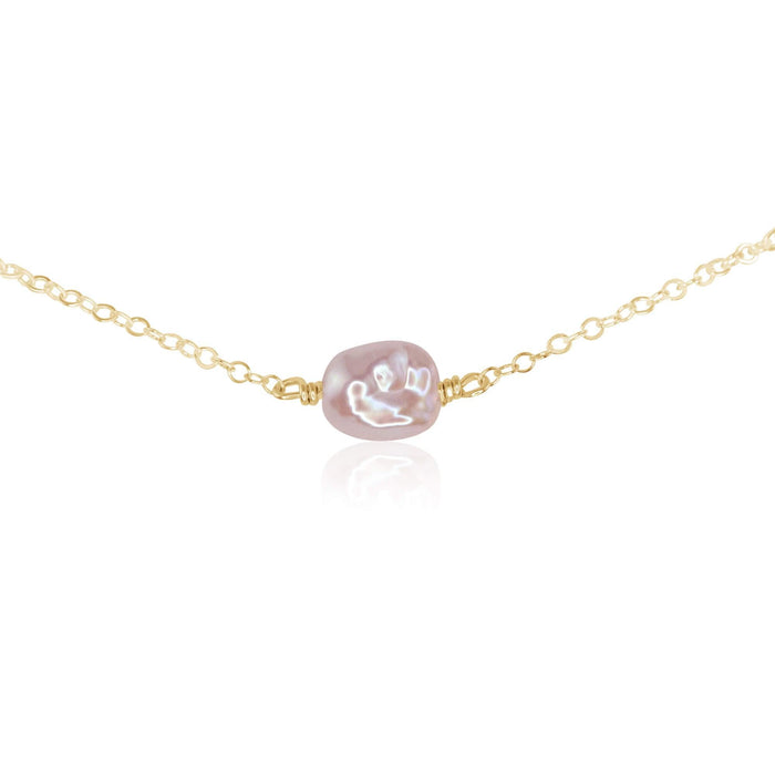 Tiny Raw White Freshwater Pearl Crystal Nugget Choker - Tiny Raw White Freshwater Pearl Crystal Nugget Choker - 14k Gold Fill - Luna Tide Handmade Crystal Jewellery