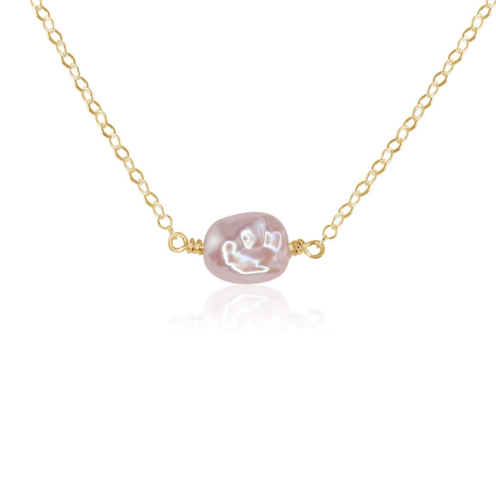 Tiny Raw White Freshwater Pearl Crystal Nugget Necklace - Tiny Raw White Freshwater Pearl Crystal Nugget Necklace - 14k Gold Fill - Luna Tide Handmade Crystal Jewellery