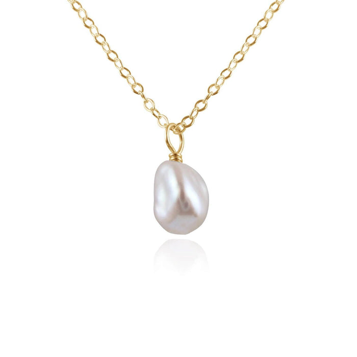 Tiny Raw White Freshwater Pearl Pendant Necklace - Tiny Raw White Freshwater Pearl Pendant Necklace - 14k Gold Fill / Cable - Luna Tide Handmade Crystal Jewellery