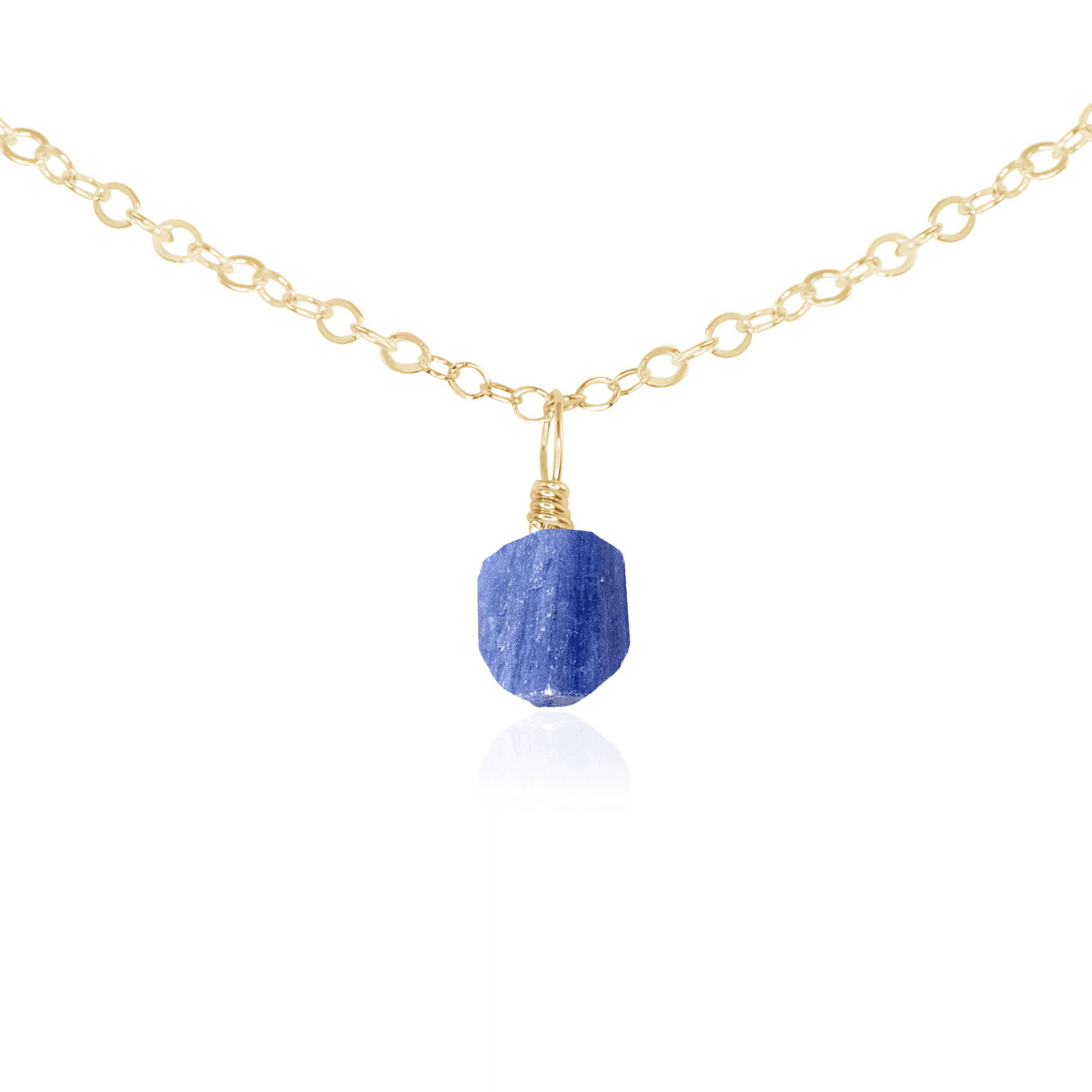 Tiny Rough Kyanite Gemstone Pendant Choker - Tiny Rough Kyanite Gemstone Pendant Choker - 14k Gold Fill / Cable - Luna Tide Handmade Crystal Jewellery