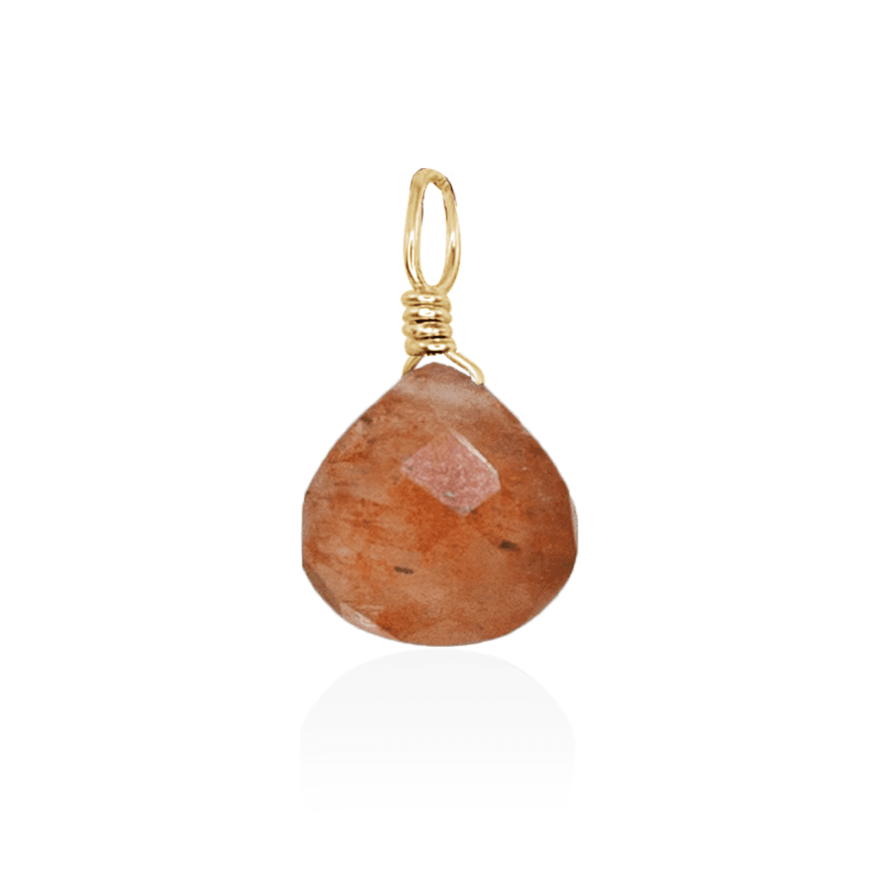 Tiny Sunstone Teardrop Gemstone Pendant - Tiny Sunstone Teardrop Gemstone Pendant - 14k Gold Fill - Luna Tide Handmade Crystal Jewellery