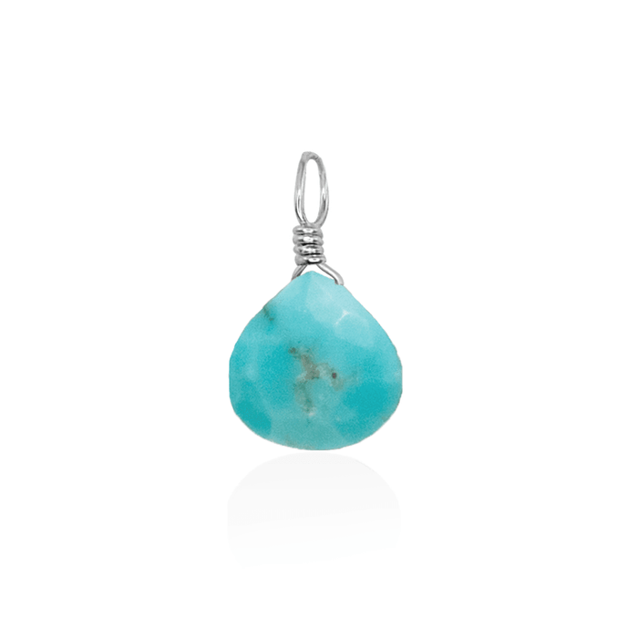 Tiny Turquoise Teardrop Gemstone Pendant - Tiny Turquoise Teardrop Gemstone Pendant - Sterling Silver - Luna Tide Handmade Crystal Jewellery