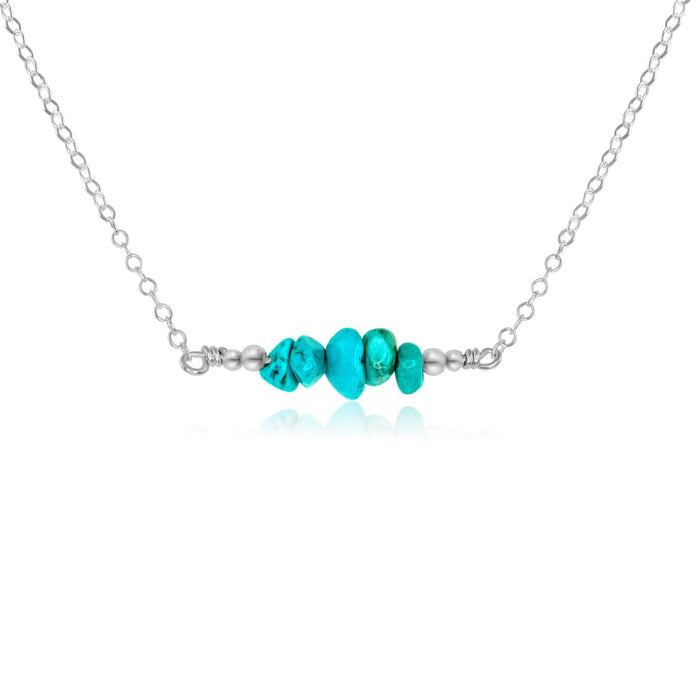 Turquoise Chip Bead Bar Necklace - Turquoise Chip Bead Bar Necklace - Sterling Silver - Luna Tide Handmade Crystal Jewellery