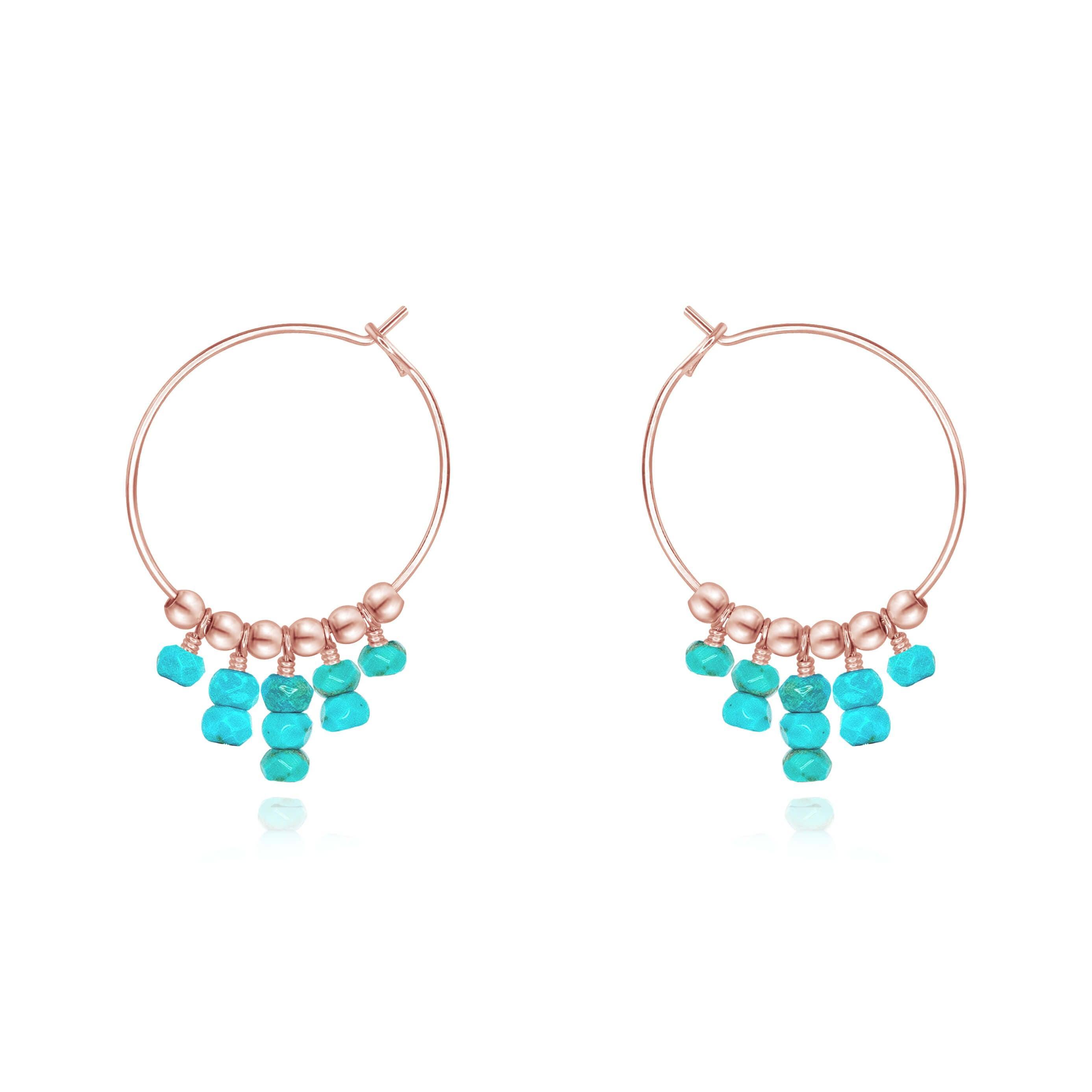 Turquoise Statement Hoop Earrings - Turquoise Statement Hoop Earrings - 14k Rose Gold Fill - Luna Tide Handmade Crystal Jewellery
