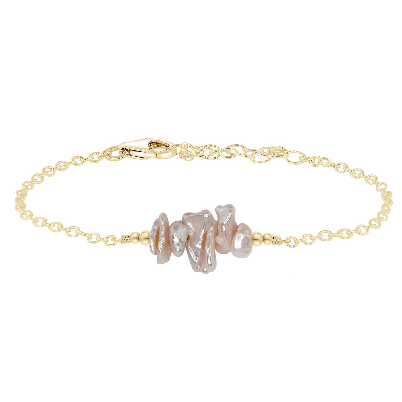 White Freshwater Pearl Chip Bead Bar Bracelet - White Freshwater Pearl Chip Bead Bar Bracelet - 14k Gold Fill - Luna Tide Handmade Crystal Jewellery