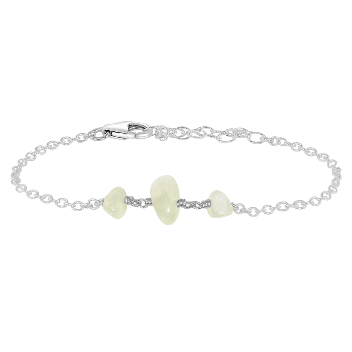 White Moonstone Beaded Chain Bracelet - White Moonstone Beaded Chain Bracelet - Sterling Silver - Luna Tide Handmade Crystal Jewellery
