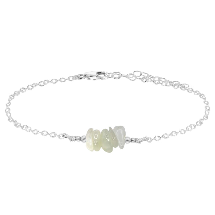 White moonstone Chip Bead Bar Anklet - White moonstone Chip Bead Bar Anklet - Sterling Silver - Luna Tide Handmade Crystal Jewellery