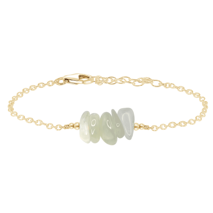 White moonstone Chip Bead Bar Bracelet - White moonstone Chip Bead Bar Bracelet - 14k Gold Fill - Luna Tide Handmade Crystal Jewellery