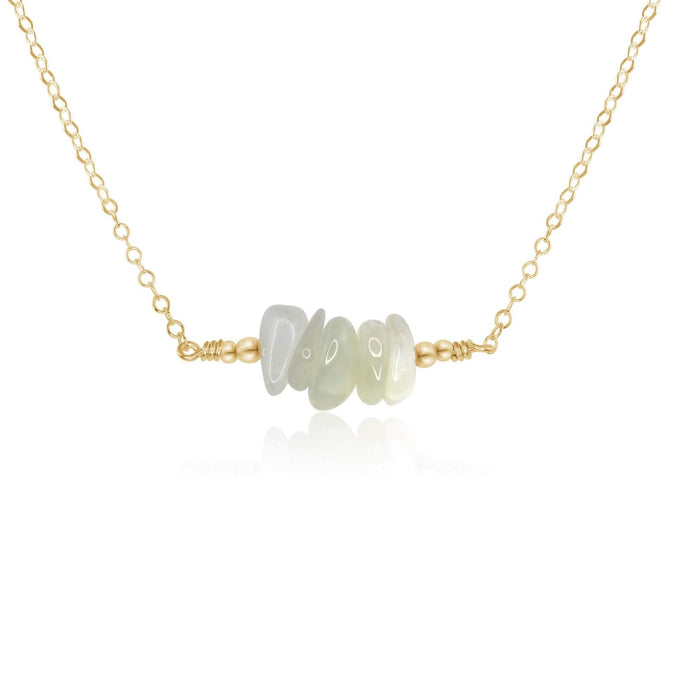 White Moonstone Chip Bead Bar Necklace - White Moonstone Chip Bead Bar Necklace - 14k Gold Fill - Luna Tide Handmade Crystal Jewellery