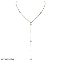 Bronze Dainty Crystal Lariat Necklace