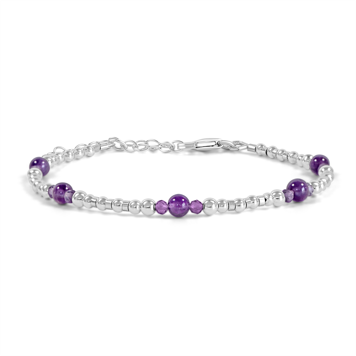 Bohemian Amethyst Crystal Precious Metal Beaded Bracelet