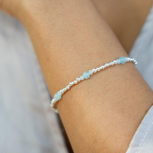 Bohemian Aquamarine Crystal Precious Metal Beaded Bracelet - Bohemian Aquamarine Crystal Precious Metal Beaded Bracelet - Sterling Silver - Luna Tide Handmade Crystal Jewellery