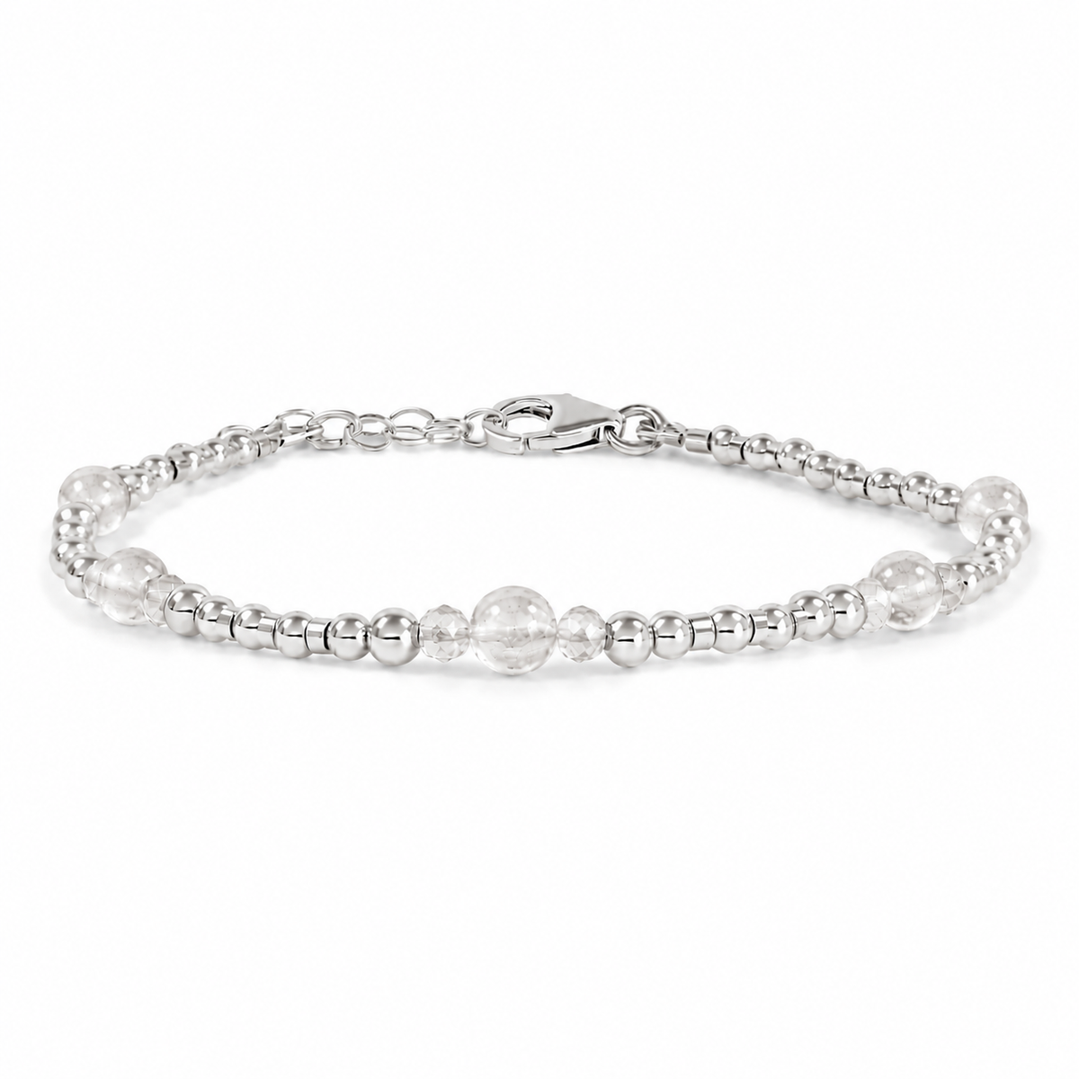Bohemian Crystal Quartz Precious Metal Beaded Bracelet