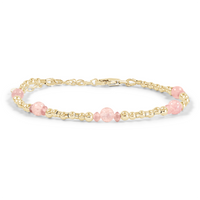 Bohemian Rose Quartz Crystal Precious Metal Beaded Bracelet