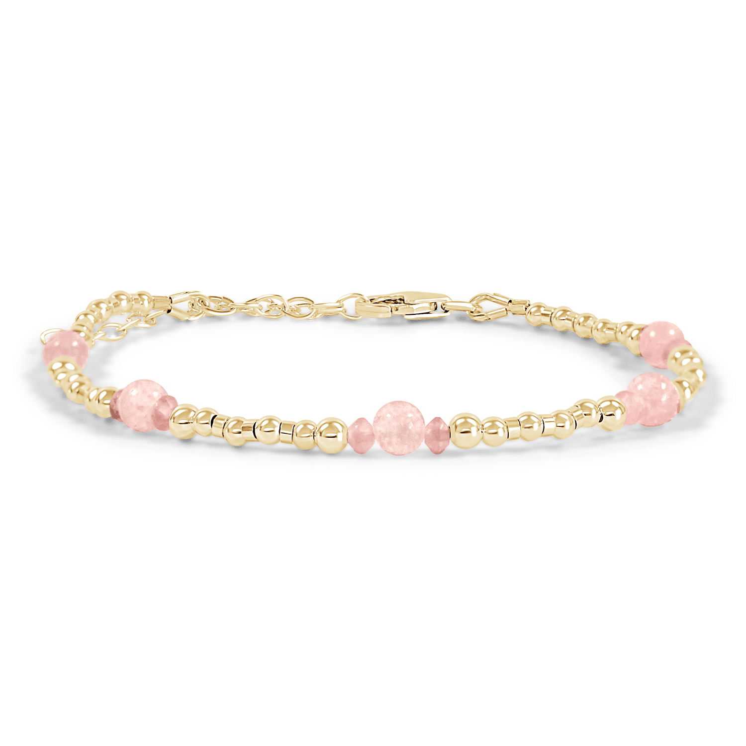 Bohemian Rose Quartz Crystal Precious Metal Beaded Bracelet