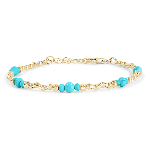 Bohemian Turquoise Crystal Precious Metal Beaded Bracelet - Bohemian Turquoise Crystal Precious Metal Beaded Bracelet - 14k Gold Fill - Luna Tide Handmade Crystal Jewellery