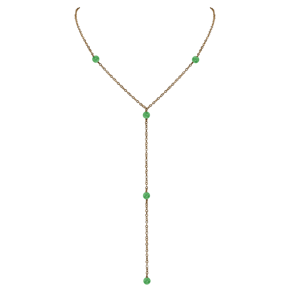 Bronze Aventurine Dainty Crystal Lariat Necklace