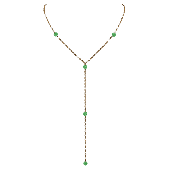 Bronze Aventurine Dainty Crystal Lariat Necklace