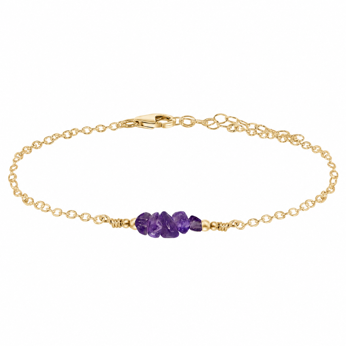 Amethyst Crystal Chip Bead Bar Anklet