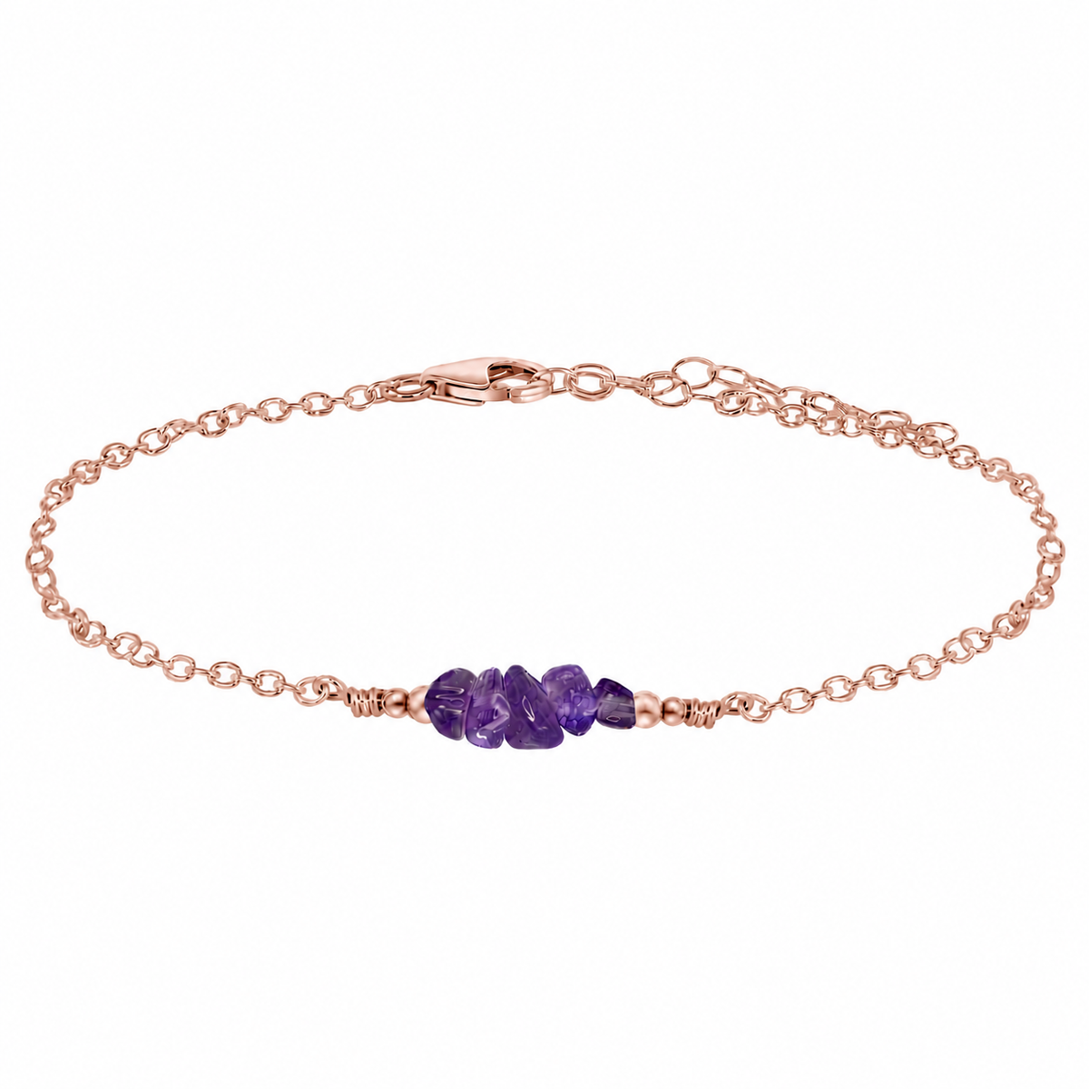 Amethyst Crystal Chip Bead Bar Anklet