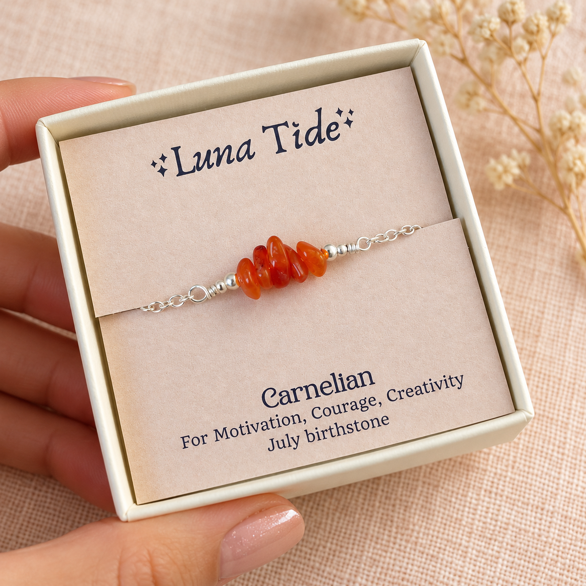 Carnelian Crystal Chip Bead Bar Anklet