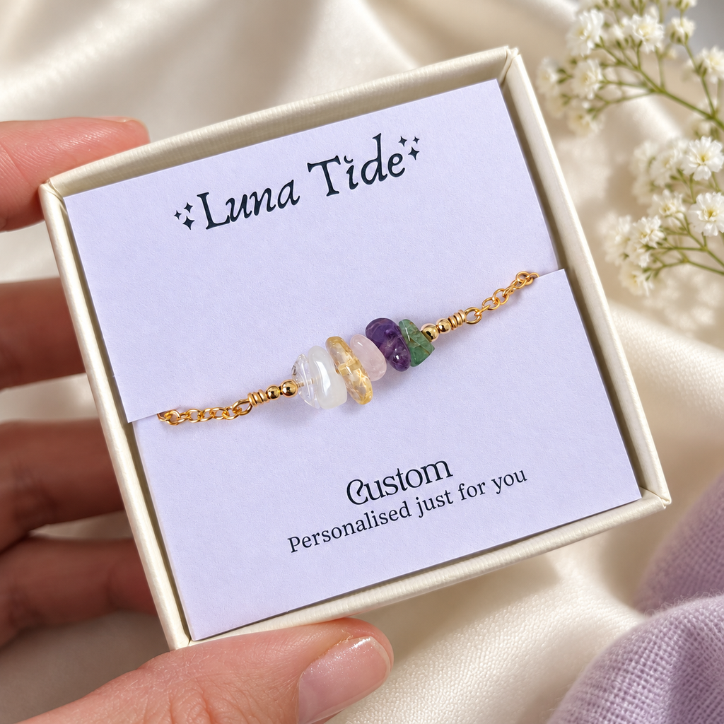Custom Crystal Chip Bead Bar Bracelet
