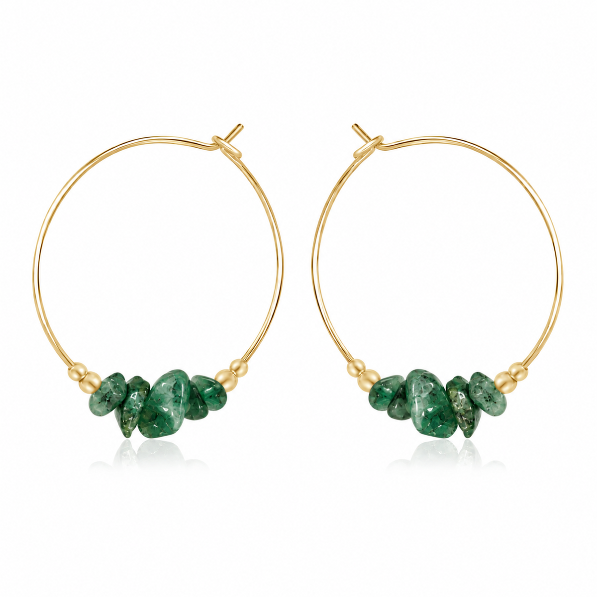 Emerald Crystal Chip Large Hoop Earrings