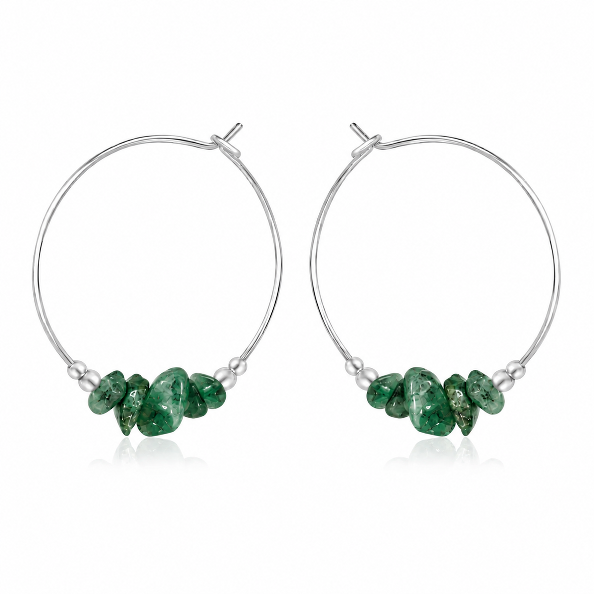 Emerald Crystal Chip Large Hoop Earrings