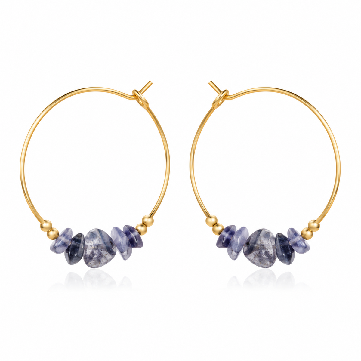 Iolite Crystal Chip Large Hoop Earrings