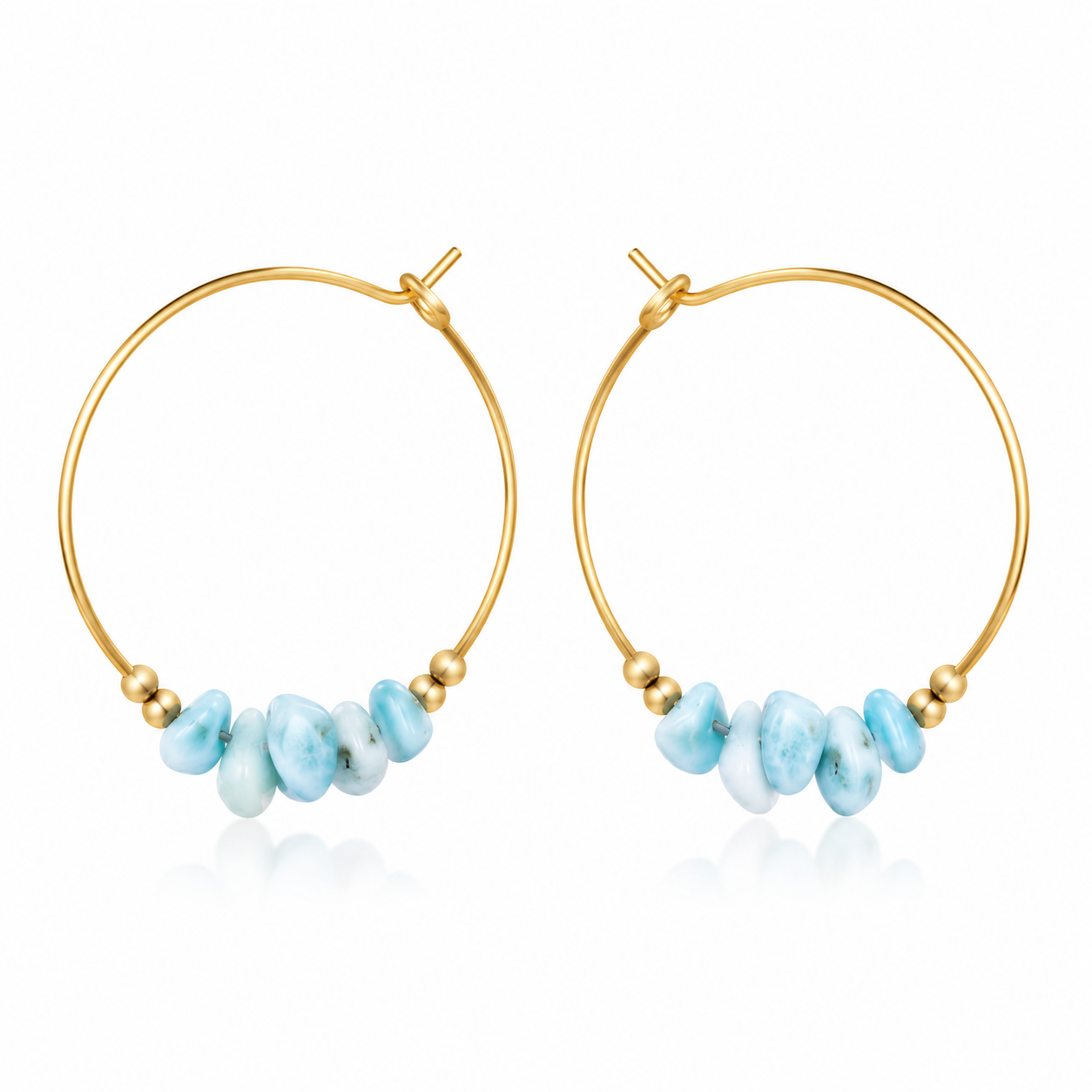Larimar Crystal Chip Large Hoop Earrings