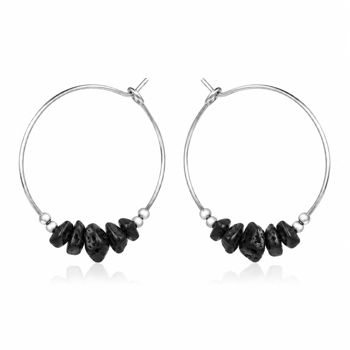 Lava Stone Chip Large Hoop Earrings
