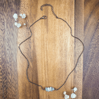 Bronze White Moonstone Chip Bead Bar Necklace