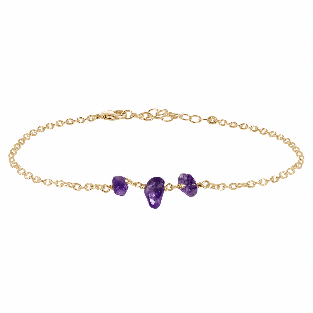 Amethyst Crystal Beaded Chain Anklet