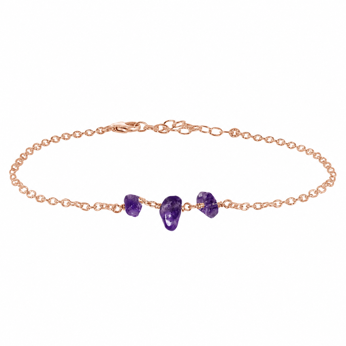 Amethyst Crystal Beaded Chain Anklet