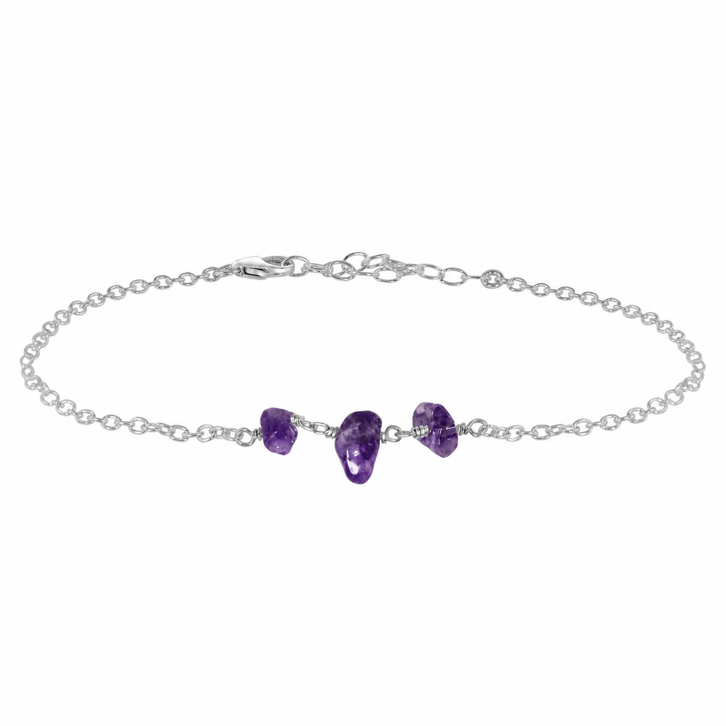Amethyst Crystal Beaded Chain Anklet