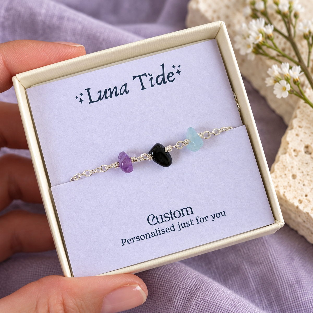 Custom Gemstone Beaded Chain Anklet