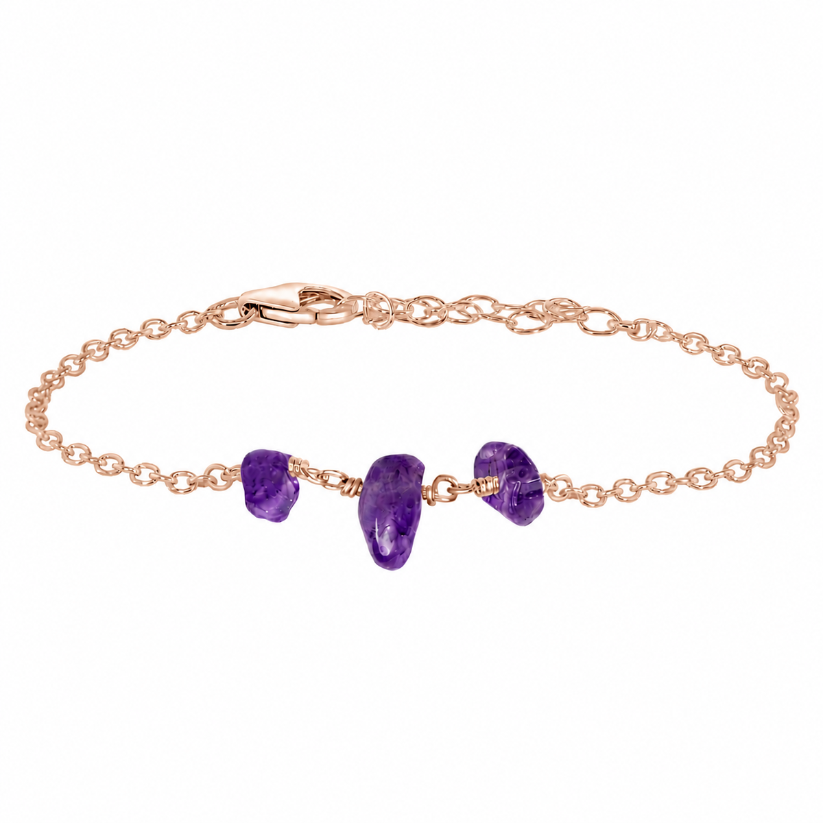 Amethyst Crystal Beaded Chain Bracelet